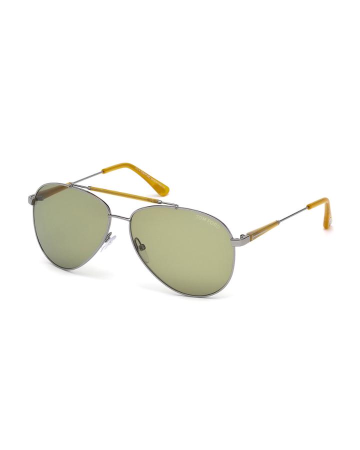 Tom Ford Rick Aviator Sunglasses, Shiny Ruthenium,