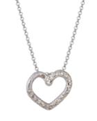 14k White Gold Open Diamond Heart Pendant Necklace