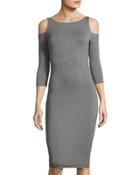 Deneuve Cold-shoulder Dress, Gray