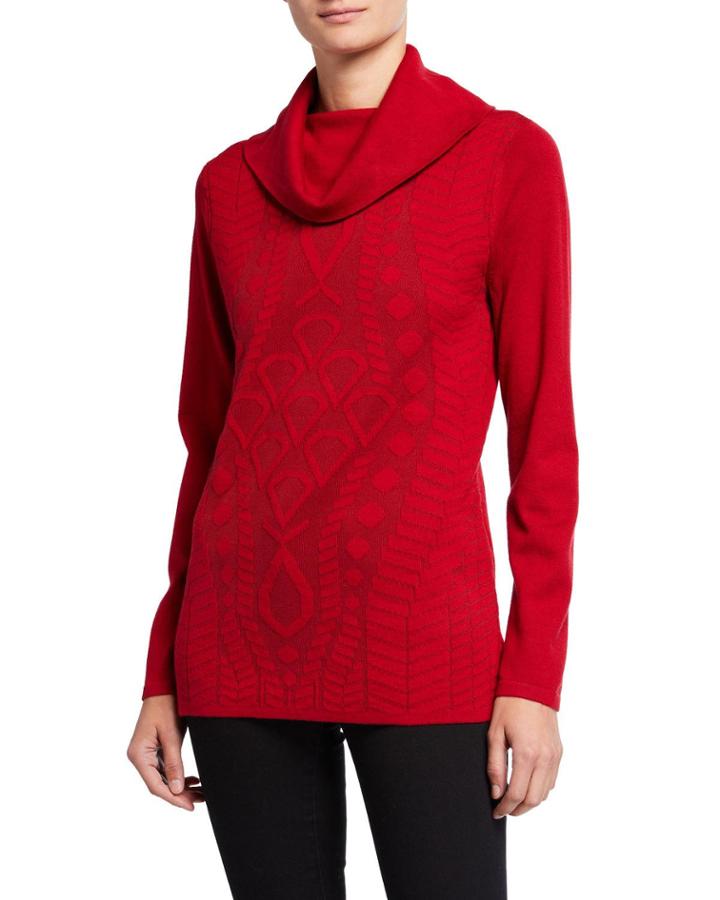 Cowl-neck Self Intarsia Tunic
