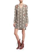 Floral-embroidered Camo Print Sweatshirt Dress