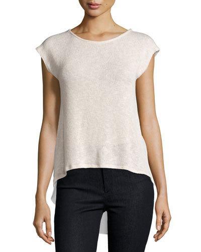 Chiffon-back High-low Tee, Taupe