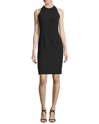 Sleeveless Sheath Dress W/back Cutouts, Black