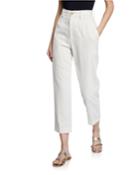 Slub Cotton Ankle Pants