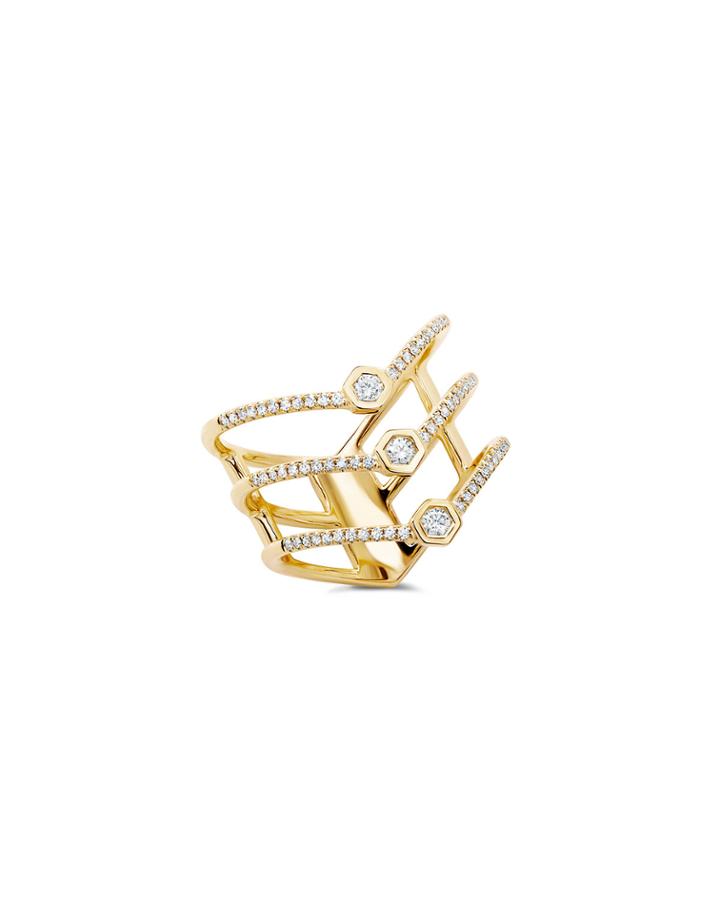14k Triple Lovebolt Diamond Ring,