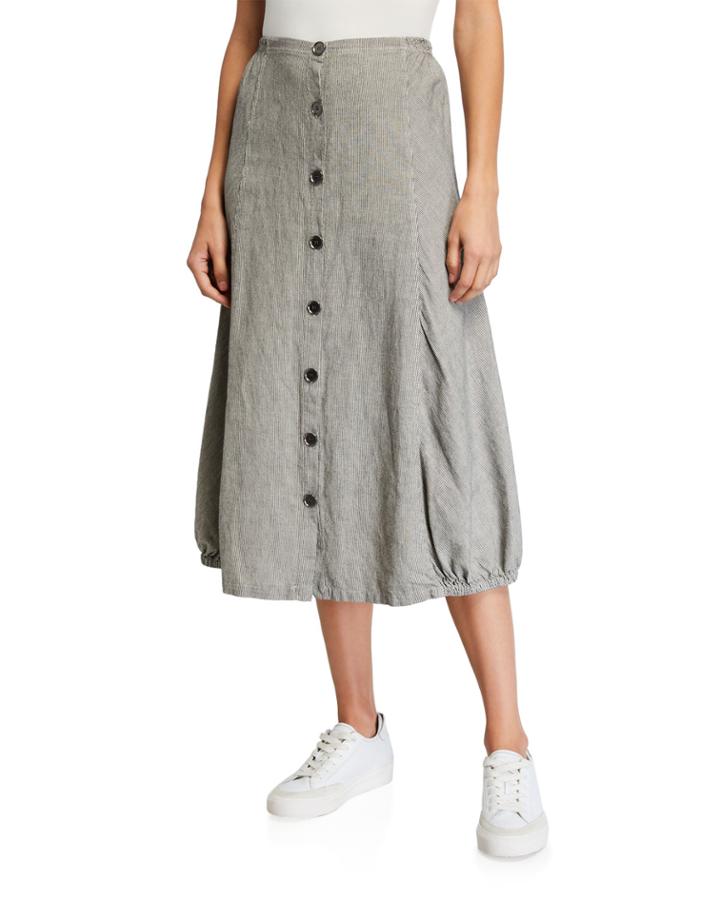 Exposed Button Linen-blend