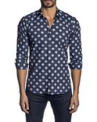 Men's Semi-fitted Polka-dot Long-sleeve Woven