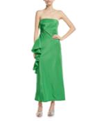 Esma Taffeta Bustier Strapless Asymmetric Ruffle Gown