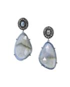 Labradorite Drop Earrings W/ Diamonds