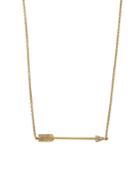 14k Yellow Gold Arrow Pendant Necklace With Pave Diamonds