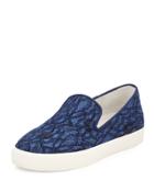 Illusion Floral-lace Skate Sneaker, Indigo