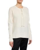 Lace-up Textured Mesh Cashmere