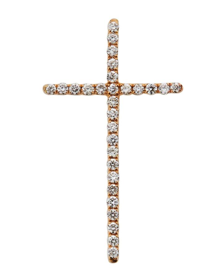 18k Rose Gold Thin Diamond Cross Pendant