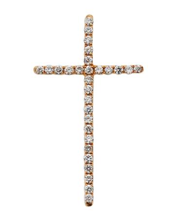 18k Rose Gold Thin Diamond Cross Pendant