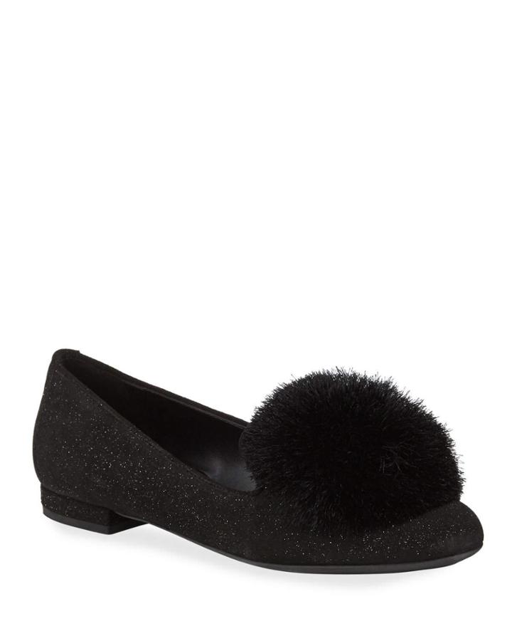 Kaira Shimmery Pom Pom Ballerina Flats