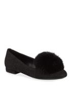 Kaira Shimmery Pom Pom Ballerina Flats