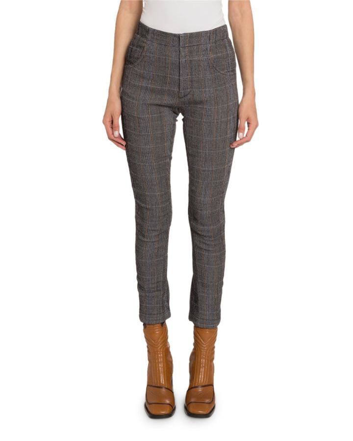 High-rise Flare-cuff Plaid Pants