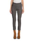 High-rise Flare-cuff Plaid Pants