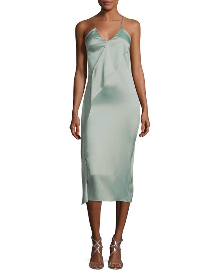 Strappy Satin Pencil Dress