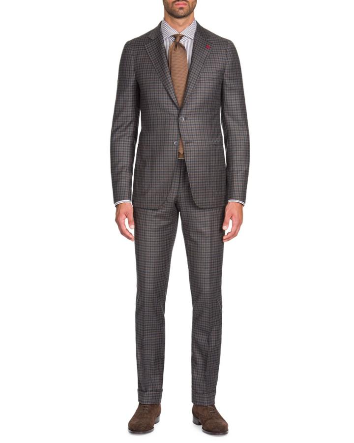 Men's Multi-check Wool-cashmere Two-piece