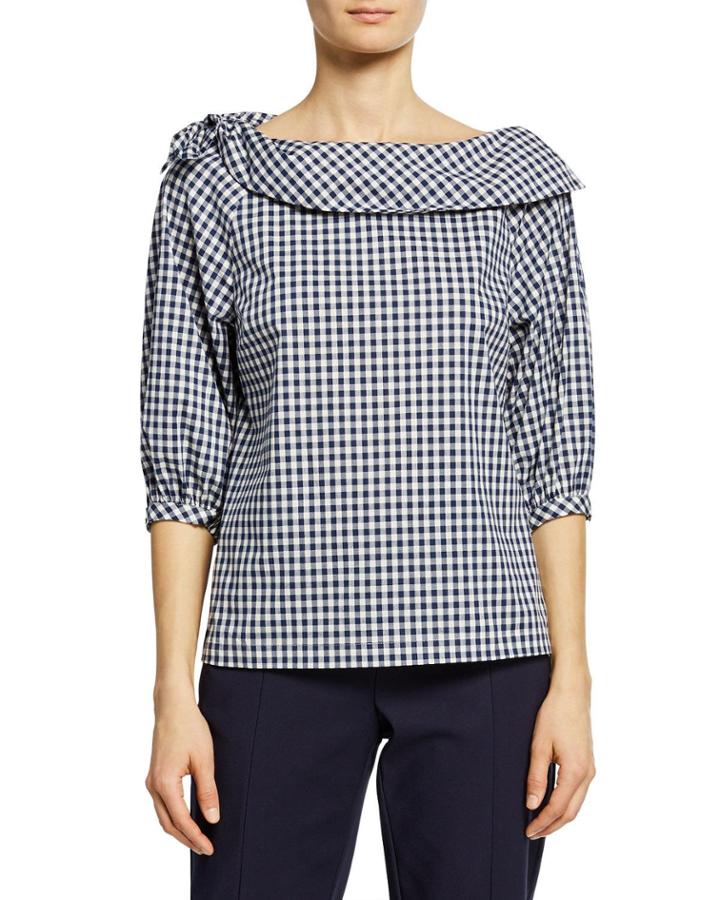 Gingham Fashion-sleeve Top