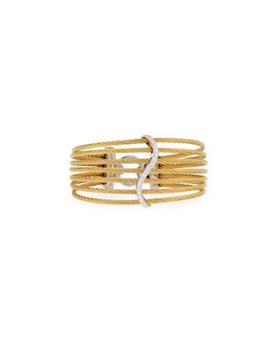 Open Cage Cuff Bracelet W/ Diamonds, Yellow