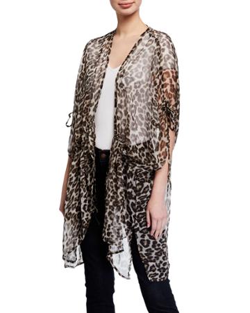 Leopard-print Cinch Topper Jacket