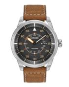 45mm Men's Avion Eco-drive Watch W/ Leather Strap, Light Brown/gray