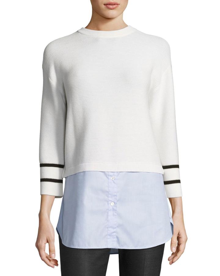 Link-stitch Knit Sweater W/ Oxford