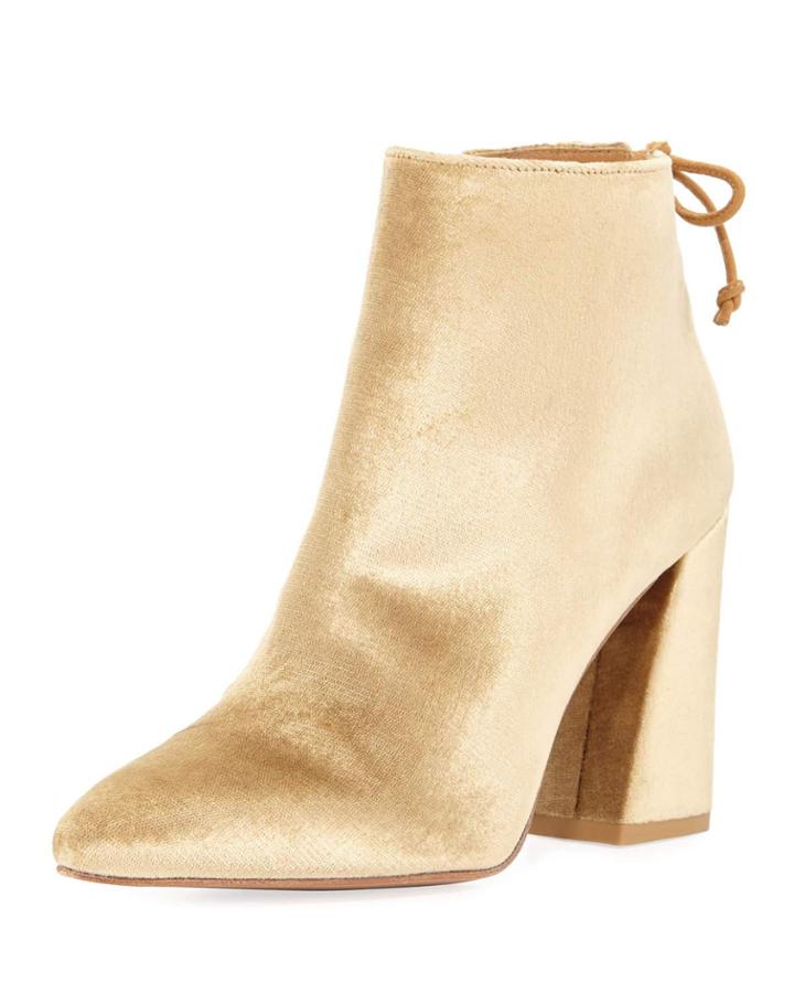 Grandiose Panne Velvet Block-heel Bootie