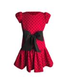 Girl's Polka-dot Bow Dress,