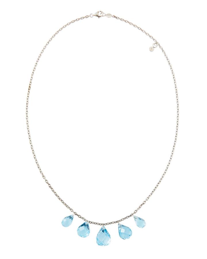 One-of-a-kind Briolette Necklace, Blue Topaz