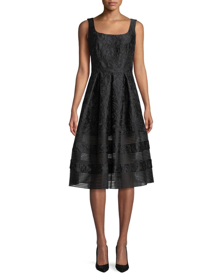 Brocade Fit-&-flare Dress W/