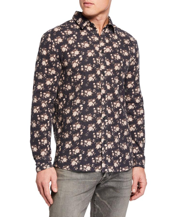 Men's Long-sleeve Floral-print