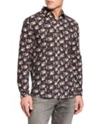 Men's Long-sleeve Floral-print