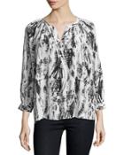 Goldstein Snake-print Silk Top, Caviar