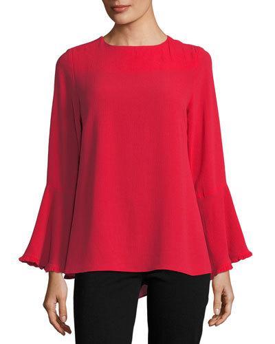 Ruffle-trim Bell-sleeve Blouse