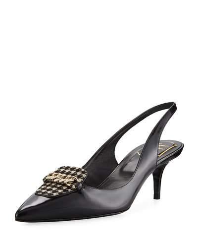 Miss Chain Slingback Pump, Black
