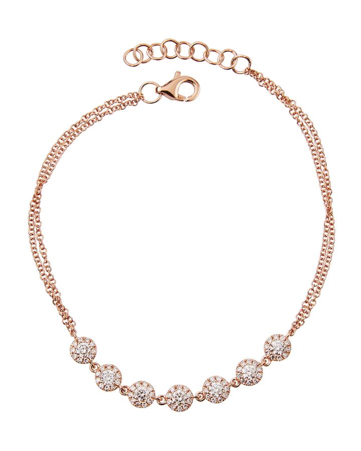 14k Rose Gold Diamond Halo Bracelet