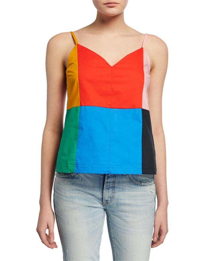 Colorblock V-neck Spaghetti-strap Cami