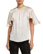 Evangeline Crewneck Flutter-sleeve