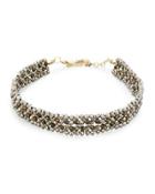 4-row Crystal Beaded Choker Necklace,