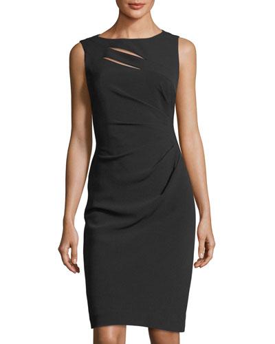 Slit-neck Side-rouched Dress