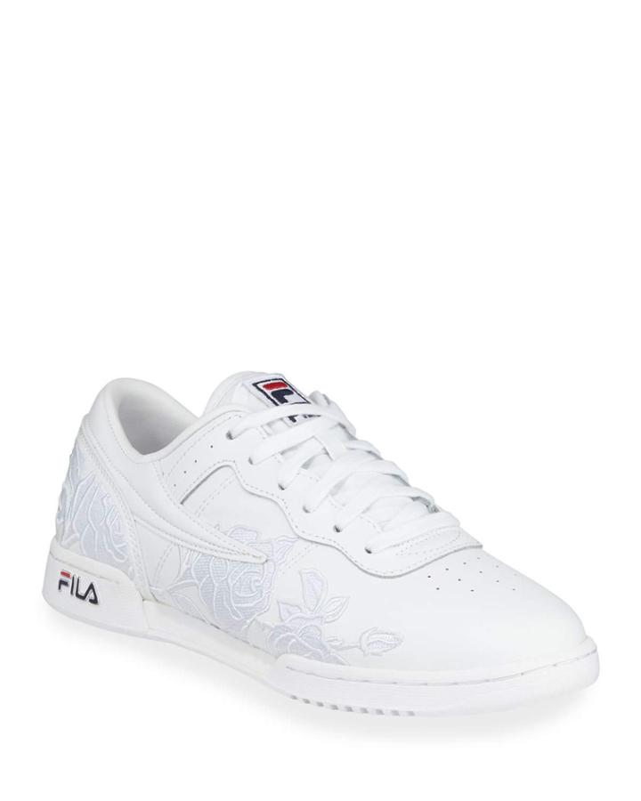 Original Fitness Embroidered Roses Leather