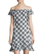 Plaid Off-the-shoulder Dress