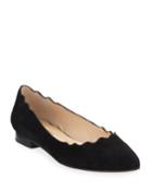 Scalloped Suede Ballet Flats