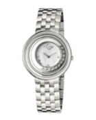 Swiss Quartz Vittorio Silver Tone Diamond Stainless Steel Bracelet Watch