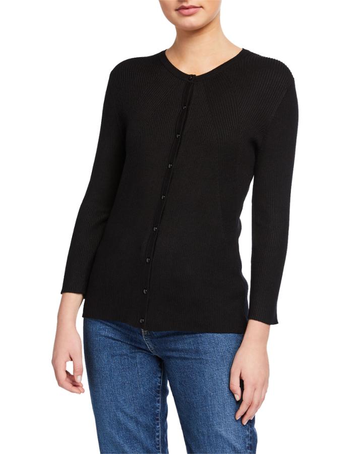 Ribbed Button-down Cardigan