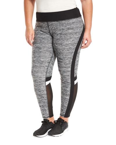 Space-dye Mesh-panel Performance Leggings, Black,