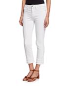 Cropped Straight-leg Jeans With Fringe